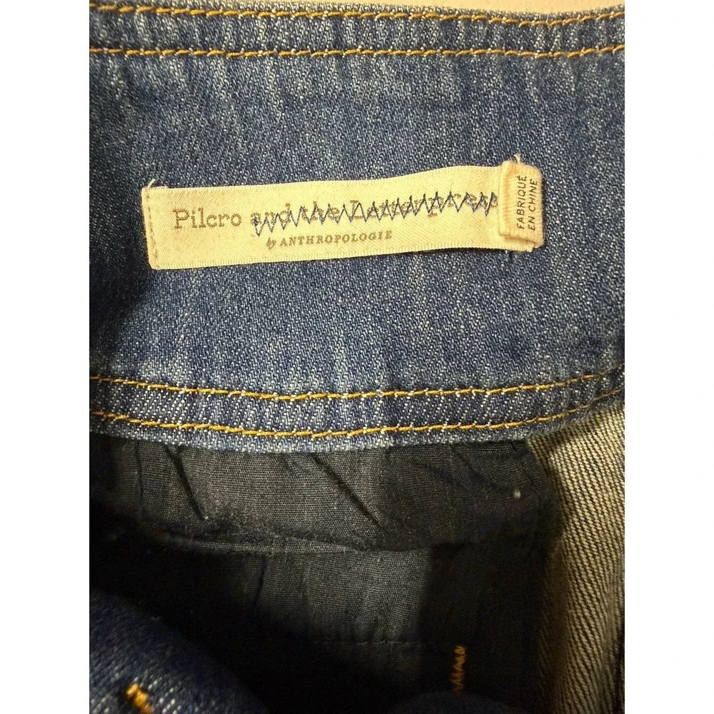 Pilcro Anthropologie High Rise Crop Wide Leg Jeans Women's 27 Soft Denim Belted - Picture 4 of 14